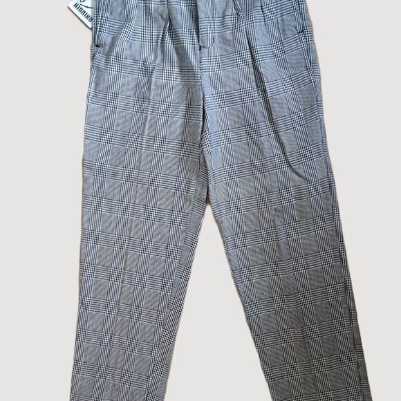 NWT Vintage Houndstooth Plaid Trousers Size 28  - 1990s Black and White … - Picture 5 of 6